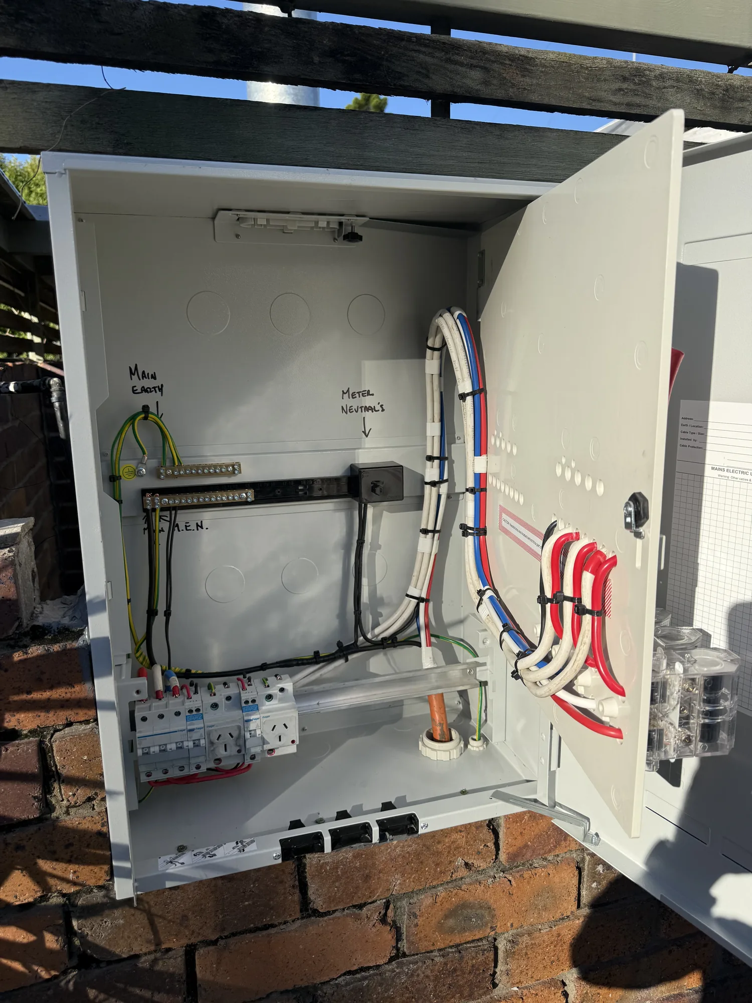 New main switchboard with neatly run and labelled cabling, installed by Wire & Watt, Brisbane
